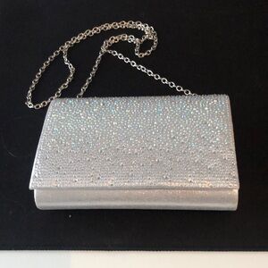 Jessica McClintock Elegant Silver Clutch Bag